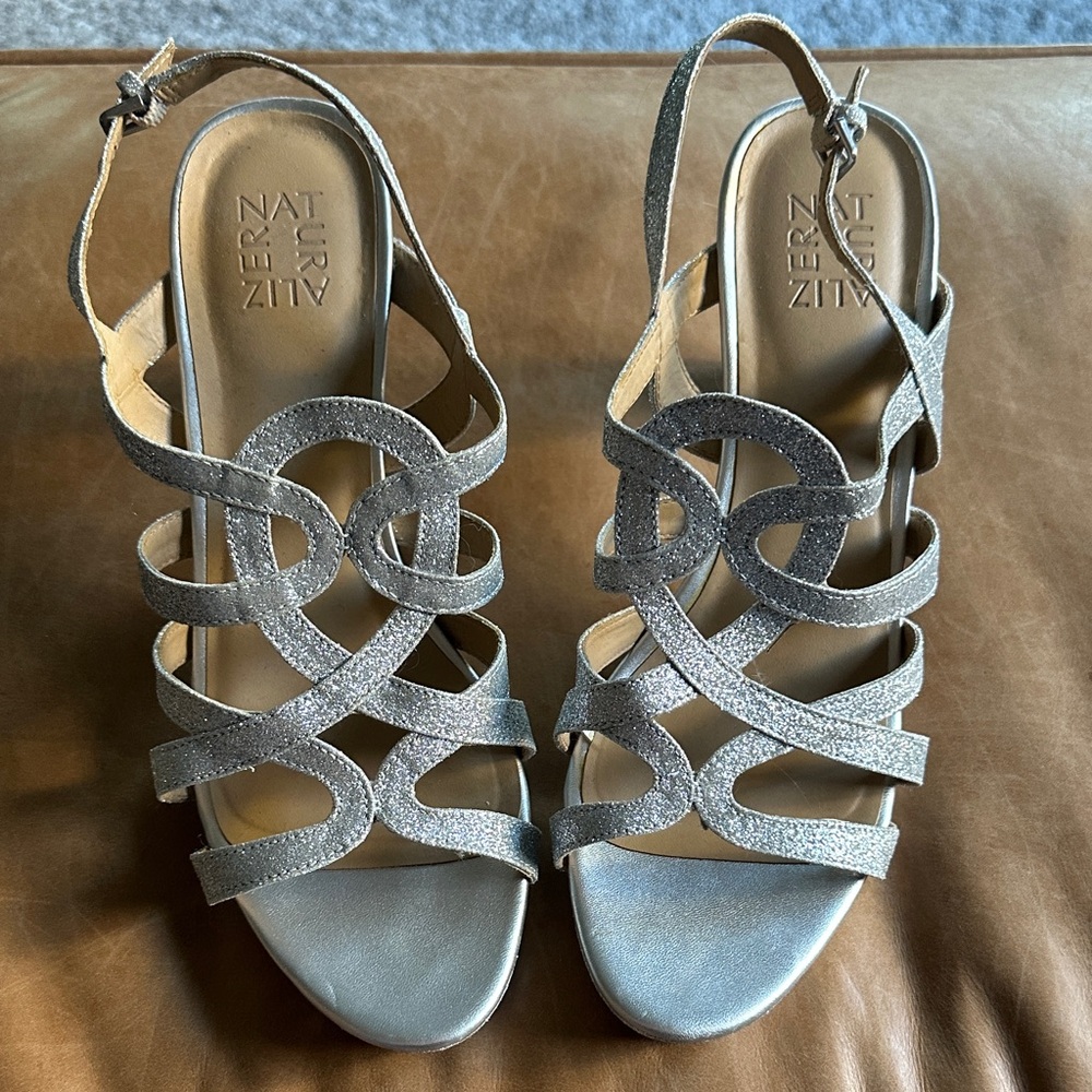 Naturalizer Silver Strappy Sandals